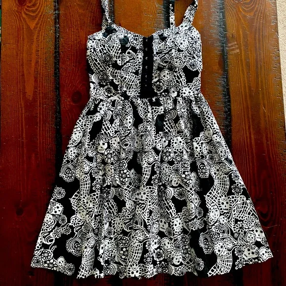 Royal Bones Dresses | Royal Bones Tripp Skull Dress Xs Punk Goth Y2k Tripp NY Killstar Lip Service | Color: Black/White | Size: Xs | Missypooh1030'S